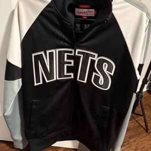 Mitchell & Ness Brooklyn Nets Full Zip Jacket Black Gray Size Small NBA